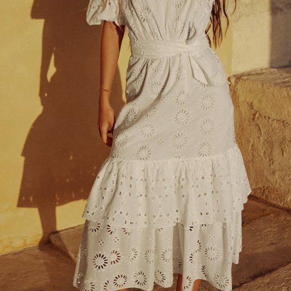 zara white embroidered midi dress Zara main image 0